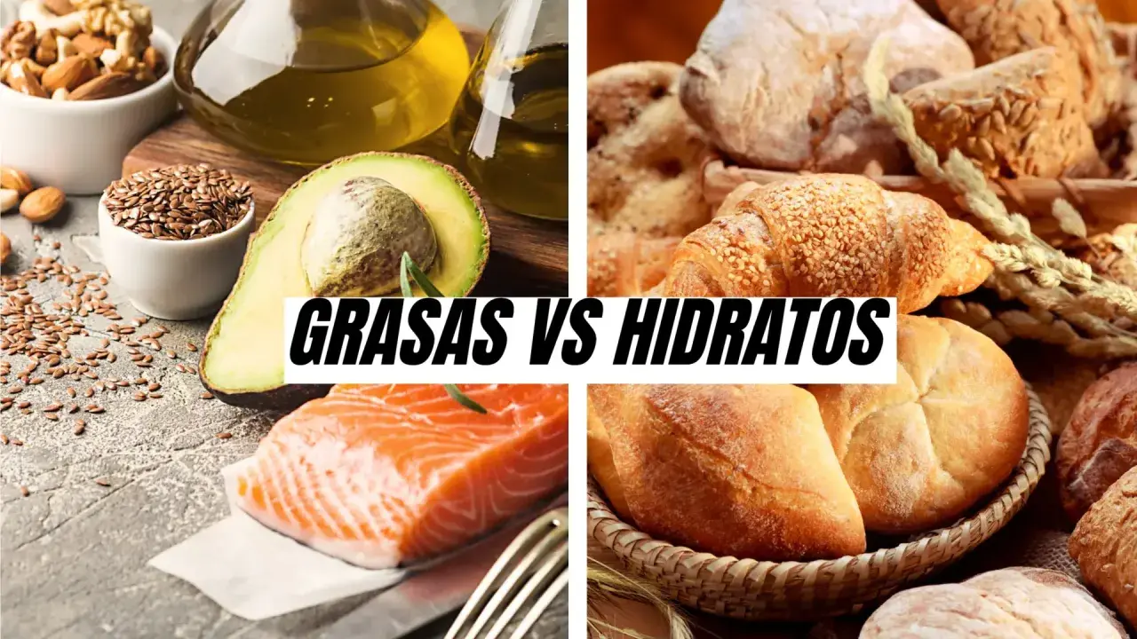 Aguacate, aceite, nueces y salmón, fuentes de grasas saludables, contrastan con panes y cruasanes, ricos en carbohidratos.