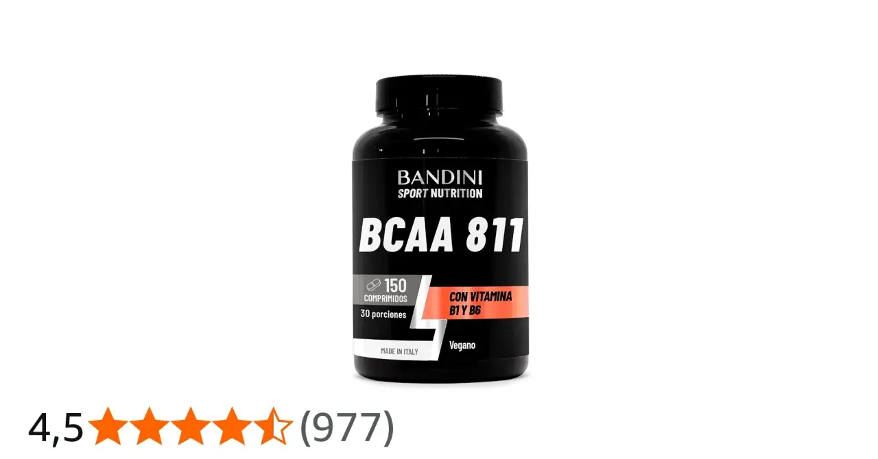 Bote de BCAA 811 de Bandini Sport Nutrition, 150 comprimidos, con vitaminas B1 y B6. Ideal para tus entrenamientos.