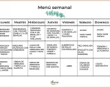 Menú semanal de dieta mediterránea: Lunes a Domingo con opciones de desayuno, comida y cena.