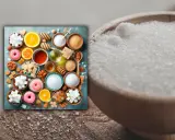 Dulces y frutas, ¿buscas el edulcorante más sano? Azúcar, miel, naranjas y donuts.