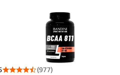 Bote de BCAA 811 de Bandini Sport Nutrition, 150 comprimidos, con vitaminas B1 y B6. Ideal para tus entrenamientos.