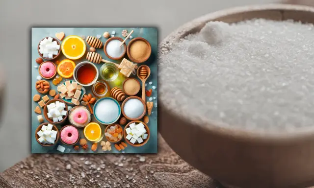 Dulces y frutas, ¿buscas el edulcorante más sano? Azúcar, miel, naranjas y donuts.