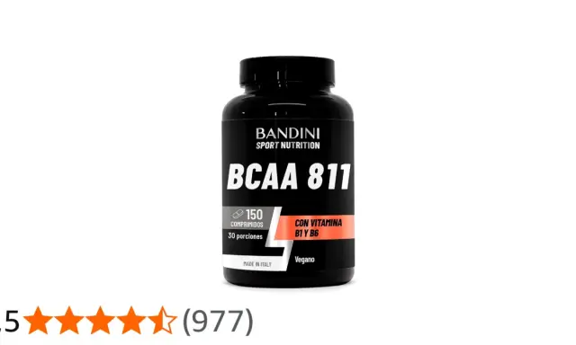 Bote de BCAA 811 de Bandini Sport Nutrition, 150 comprimidos, con vitaminas B1 y B6. Ideal para tus entrenamientos.